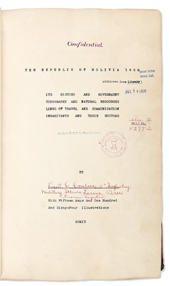 (BOLIVIA.) Constant Cordier. The Republic of Bolivia 1908: Its History and Government, Topography and Natural Resources.